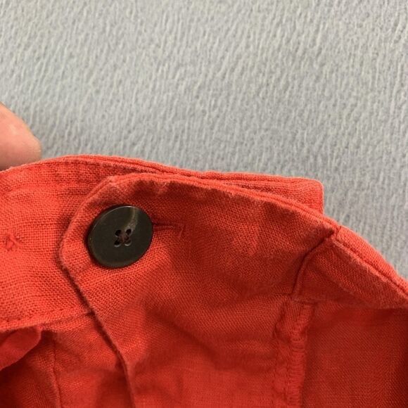 Madewell Shorts Womens 6 Red 100% Linen Button Tab Waist Zip Fly Back Welt - Picture 7 of 14